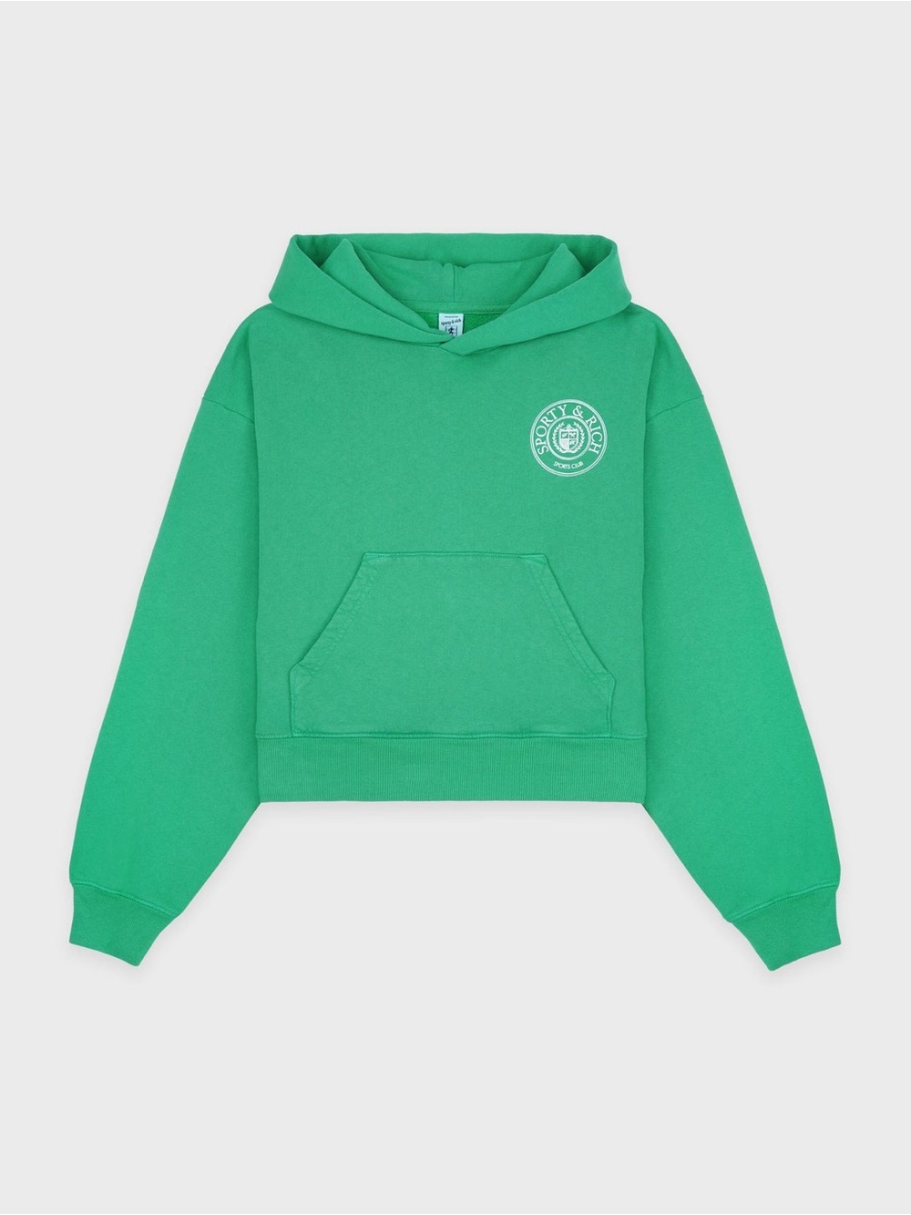 Sporty & Rich Green Connecticut Crest Cropped Hoodie